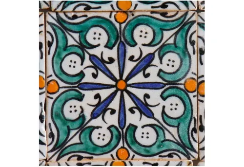 Casa Moro Wandfliese Orientalische Keramik Fliese Hudah, handbemalte marokkanische Fliese, Mehrfarbig, handbemalte Motiv Fliese, mehrfarbig, FL7060