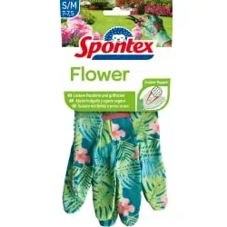 Spontex Flower Gartenhandschuhe, Anti-Rutsch Noppen 12973037 , 1 Paar, Größe 7 - 7,5