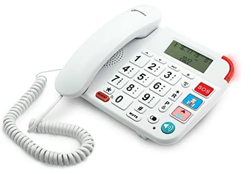 Geemarc Dallas 20 - Verstärktes Schnurgebundenes Telefon für Senioren - Festnetztelefon mit hoher Empfangslautstärke, großen Tasten und lautem Klingelton - ideal für Hörgeschädigte und zur einfachen Kontaktaufnahme mit Angehörigen.