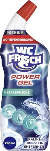 WC Frisch Power WC Gel Meeresfrische, 750 ml - Effektiver Kalkreiniger - Der WC Frisch Power WC Gel Meeresfrische sorgt für gründliche Sauberkeit und Frische in Ihrer Toilette. Die innovative Flaschenform ermöglicht müheloses Reinigen bis unter den Rand.