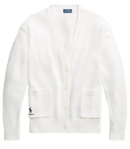 Polo Ralph Lauren Damen Cardigan Modern Fit Strickjacke mit Logo - Pullover & Strick, zeitloser V-Ausschnitt und atmungsaktives Baumwollmaterial für vielseitige Anlässe von Business bis Freizeit.