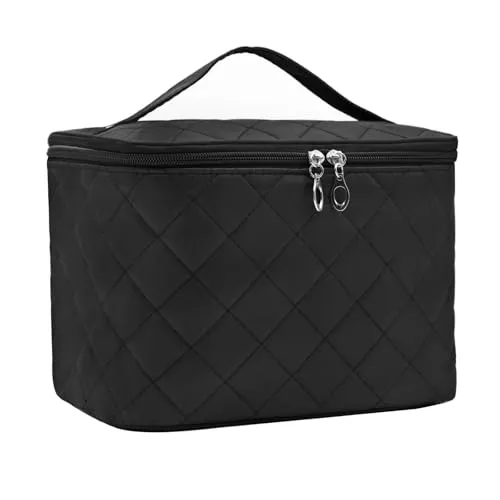Schminktasche Groß,Schminktasche Organizer, Große Kosmetiktasche,Make-up Taschen,Kosmetiktasche Mädchen,Make up Organizer,Waschtasche- Schwarz