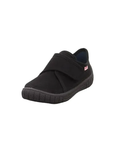 Superfit Jungen BILL Hausschuhe - SCHWARZ 0100 - Hausschuhe aus strapazierfähiger Baumwolle mit atmungsaktivem Futter. Verstellbarer Klettverschluss sorgt für perfekten Halt, ideal für alle Böden - die Sohle färbt nicht ab.