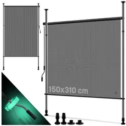 KESSER® Klemmmarkise Senkrechtmarkise 150x310 - Ausziehbar & Blickdicht - Sichtschutz für den Garten, wasserfest und mit einfacher Montage ohne Bohren, ideal für Balkon und Terrasse. Genießen Sie Privatsphäre und Schutz vor Wind!