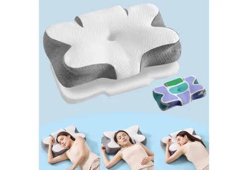 Ergonomisches Memory Foam Kopfkissen, höhenverstellbar für Seitenschläfer & Rückenschläfer - Weiß - Komfortables Memory Foam Kissen mit anpassbarer Höhe für individuellen Schlafkomfort. 5 funktionale Bereiche bieten gezielte Unterstützung für Nacken und Kopf. Abnehmbarer Bezug für einfache Pflege.