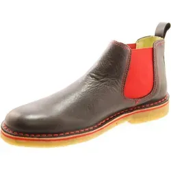 Grünbein Stiefeletten für Herren - Schwarz - Größe 45 - Elegante Chelsea-Stiefelette aus hochwertigem Glattleder mit rotem Elastik-Einsatz; flache Kreppsohle und herausnehmbare Innensohle für individuellen Komfort.