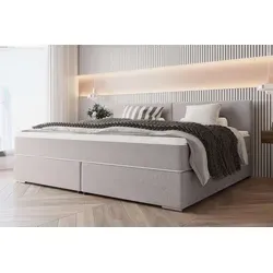99rooms Phönix Familienbett Boxspringbett 240×200 cm Hellgrau - Elegantes Boxspringbett mit modernem Design, ideal für gemeinsame Nächte. Ausgestattet mit Taschenfederkern und Kaltschaum-Topper für optimalen Schlafkomfort. Einfache Montage garantiert.