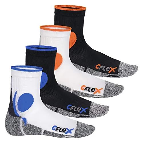 CFLEX Damen und Herren Running Funktions-Socken (4 Paar) - All Colours 39-42 - Sportsocken für Damen und Herren, optimal für Laufsport. Mit klima-aktivem Materialmix und Polsterungen für besten Komfort und Schutz bei langen Strecken.