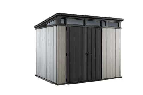 Keter Artisan 9x7 Gerätehaus Kunststoff - Gerätehäuser mit modernem Design und robustem DUOTECH-Material – wetterfest und individuell streichbar für eine personalisierte Gestaltung.
