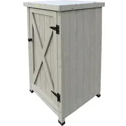 Habau Gartenschrank, Grau, 45x91x45 cm - Praktischer Gartenschrank für Ordnung im Außenbereich, mit herausnehmbaren Einlegeböden und stabiler Arbeitsplatte für Tischgrill. Ideal für Garten, Balkon und mehr!