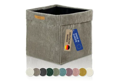 Lycce Regalkorb Kallax Box taupe, faltbare Aufbewahrungsbox 33x33x31cm - Regalkörbe aus hochwertigem Cordstoff, faltbar und ideal für Ikea Kallax Regale. Robuste Konstruktion mit waschbarem Bezug für langanhaltende Frische und Ordnung in jedem Raum.