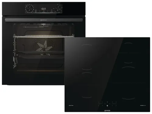 Gorenje BO6737E02BG + GI6401BSC - Einbauherd-Set mit 4-Zonen Glaskeramik, elegantes Design in Schwarz und intuitive Touch-Bedienung
