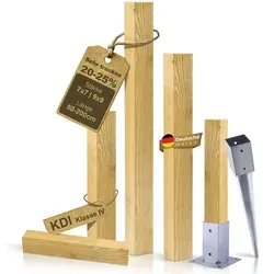 BooGardi Zaunpfosten Imprägnierte Holzpfosten · KDI Zaunpfosten in 24 Größen, (1-St., 1 Stück 9x9 x 80cm ohne Zubehör), Vierkantpfosten mit flachem Kopf · Kantholz · Holz · Pfosten · Balken 9 cm x 9 cm x 80 cm