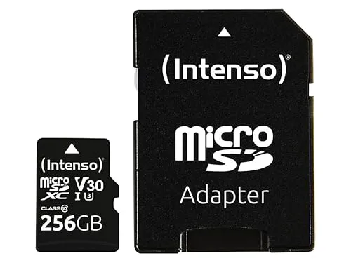 Intenso Micro SDXC Karte 256 GB - Hohe Speicherkapazität - Speicherkarten, ideal für Smartphones und Tablets, bietet schnelle Datenübertragungsraten und viel Platz für Fotos, Videos und Apps.