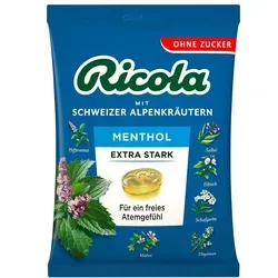 Ricola ohne Zucker Beutel Menthol Extra Stark Bonbons