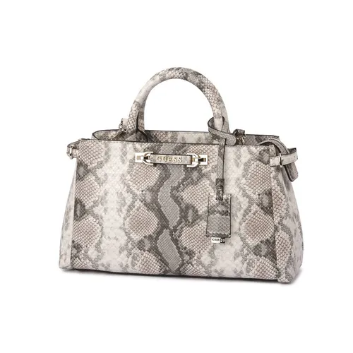 Guess Nat Lefia Luxury Satchel 44060NAT - Elegante Handtasche in Grau/Weiß - Stilvolle Umhängetasche aus Kunstleder mit praktischem Reißverschluss. Ideal für Damen, bietet Platz für alles Wichtige und ist perfekt für den Alltag.