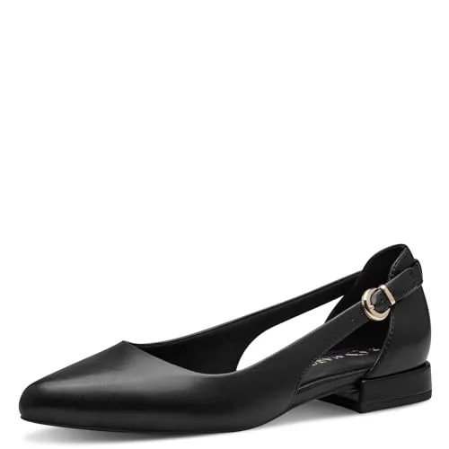 MARCO TOZZI Damen Ballerinas Spitz Vegan Schwarz 42 EU - Elegante spitze Ballerinas für stilvolle Auftritte. Weiches MT Soft Lining sorgt für hohen Tragekomfort. Der 20 mm Blockabsatz bietet sicheren Halt. Ideal für modebewusste Frauen, die umweltfreundliche Schuhe schätzen.