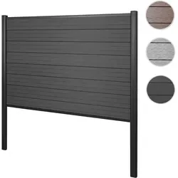 WPC-Sichtschutz Sarthe, Zaun Windschutz, Alu-Pfosten zum Einbetonieren ~ Basiselement, 190cm anthrazit
