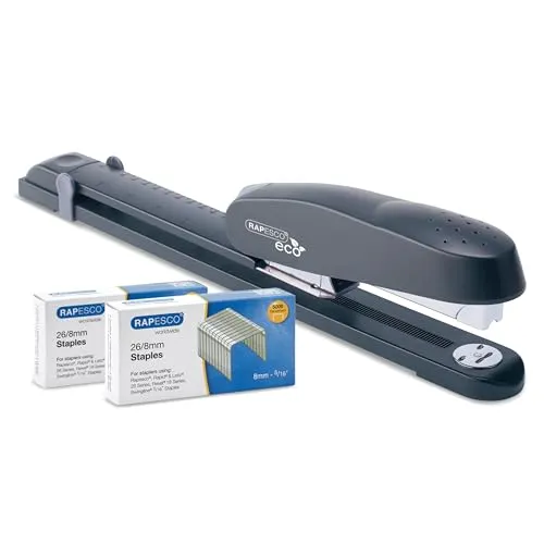 Rapesco 1281 ECO 790 Hochleistung Langarm-Heftgerät mit 10.000 Heftklammern des Typs 26/8 mm, 50 Blatt Kapazität, Anthrazit