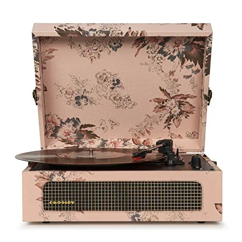 Crosley Plattenspieler mit Blumenmuster, CR8017B-FL4 - Plattenspieler im Koffer-Design mit Bluetooth-Konnektivität, ideal für Musikliebhaber, die ihre Lieblingsschallplatten überall genießen möchten.