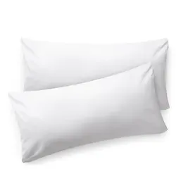 Blumtal Kissenbezug 40 x 80 cm (2er Set Kissenbezüge) - Weiß - 100% Baumwoll-Jersey mit Reißverschluss - Weiß
