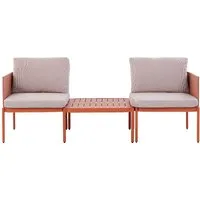 BELIANI Lounge-Set Orange Aluminium Modular 3-teilig - Modulares Gartenmöbel-Set für 2 Personen, ideal für kleine Terrassen. Hochwertiges, wetterbeständiges Aluminium und dicke Polster sorgen für höchsten Komfort. Perfekt für entspannte Stunden im Freien.