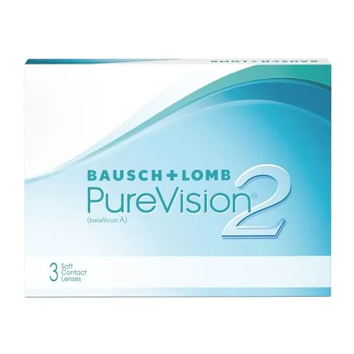 Bausch + Lomb PureVision 2 Monatslinsen, sehr dünne sphärische Kontaktlinsen, weich, 3 Stück / BC 8.6 mm / DIA 14 / -6.50 Dioptrien
