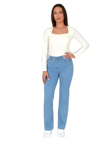 ESRA Straight Leg Jeans Damen – Hochwertige High Waist Jeans mit Premium Stretch - Erleben Sie Komfort und Stil mit den ESRA Straight Leg Jeans für Damen. Diese High Waist Jeans aus extra weicher Baumwolle bietet eine perfekte Passform und hohe Dehnbarkeit für jeden Anlass.
