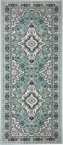 my home Oriental Läufer, grün, rechteckig, 250 cm - Kurzflor-Läufer aus Kunstfaser in eleganter Orient-Optik, maschinell gewebt und fußbodenheizungsgeeignet, ideal für stilvolle Akzente in Ihrem Zuhause.