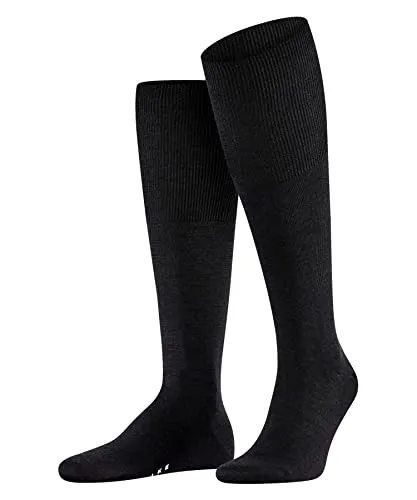 FALKE Herren Kniestrümpfe Airport M Kh Wolle Baumwolle lang einfarbig 1 Paar, Schwarz Black 3000, 39-40