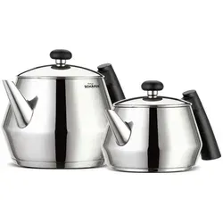 Türkisches Teekannen-Set - Doppelwandiger Caydanlik 2L + 1L aus Edelstahl - Elegantes Teekannen-Set aus hochwertigem Edelstahl, ideal für die Zubereitung von Tee. Doppelwandige Konstruktion sorgt für optimale Wärmehaltung und stilvolles Design.