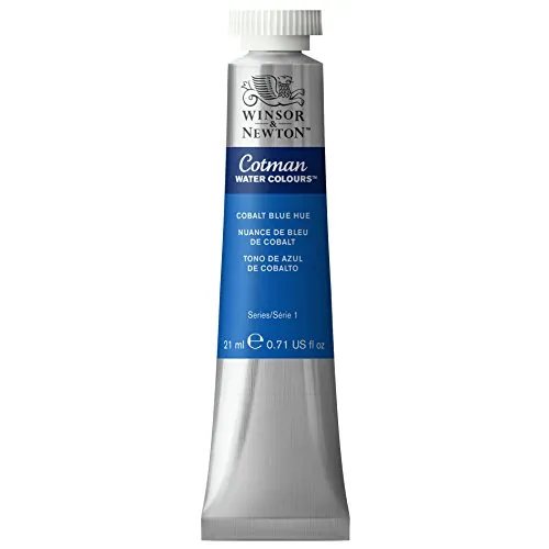 Winsor & Newton 0308179 Cotman Aquarellfarbe mit ausgezeichneter Transparenz, Farbkraft und Verarbeitungseigenschaften, Wasserfarbe 21ml Tube - Kobaltblau Farbton