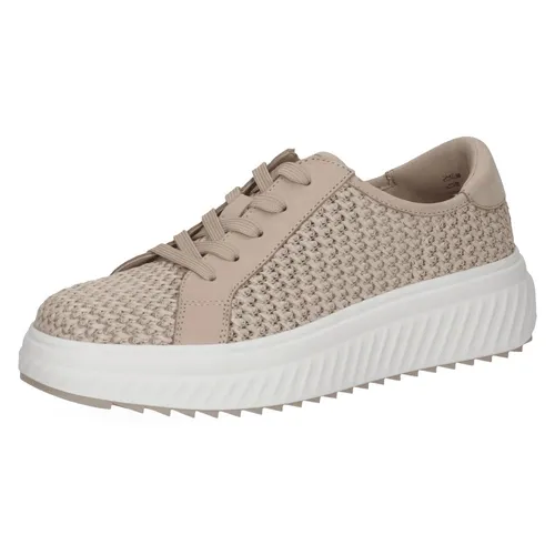 CAPRICE Damen Sneaker flach Beige (BEIGE Comb) 37 - Genießen Sie den einzigartigen Tragekomfort der CLIMOTION-Technologie. Der flexible Materialmix aus Leder und Textil bietet Stil und Langlebigkeit. Mit der Schnürung passen Sie den Schuh individuell an Ihren Fuß an.