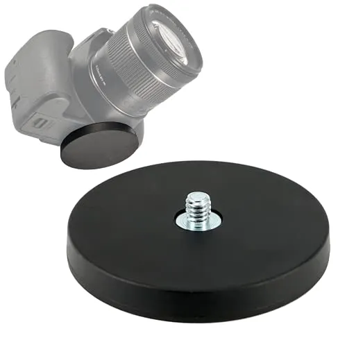 Magnetische Halterung mit ¼ Zoll Gewinde - Gummierte Neodym Magnet Scheibe mit Außengewinde - Fotogewinde - Kamerahalterung Mount für Actioncam DSLR GoPro oder Studio Lampen