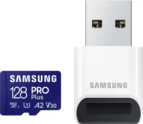 SAMSUNG MB-SD128SB WW Pro Plus - 128 GB Micro-SDXC Speicherkarte, ultraschnelle 180 MB/s Übertragungsgeschwindigkeit für optimale Leistung