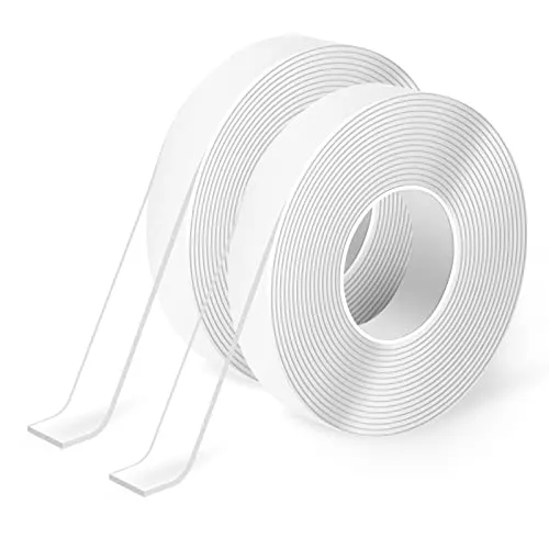 Art3d 6 Meter, Nano Doppelseitiges Klebeband Transparent, 2mm Dicke, Mehrzweck-Klebeband für Teppichmatte, Kleisterartikel, Fotorahmen, Bastelwandmontage