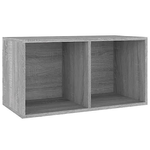vidaXL Schallplatten-Box Grau Sonoma – Robuste Vinyl-Aufbewahrung - TV-Schränke: Geräumige Schallplatten-Box aus Holzwerkstoff mit robuster Rückseite für optimalen Schutz und vielseitige Nutzung als Aktenschrank oder Nachttisch.