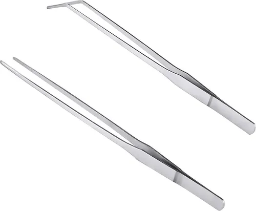 MMOBIEL 2x Edelstahl-Pinzette 27cm präzisionsgezahnter Spitze Mehrzweck-Werkzeug