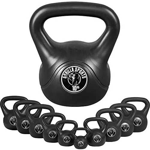 GORILLA SPORTS Kettlebell Einzeln/Set - Kettlebells in Kunststoff, bodenschonend und in 12 Gewichtsklassen von 2 bis 20 kg erhältlich – ideal für effektives Training zu Hause oder im Fitnessstudio.