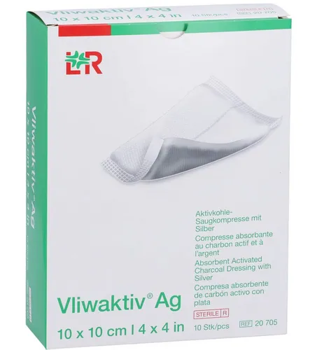 VLIWAKTIV AG Aktivkohle Saugkomp.m.Silber 10x10 cm 10 St. PZN 04862833