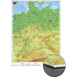 Deutschland physisch zum Pinnen auf Wabenplatte - Physische Deutschlandkarte auf stabiler Wabenplatte mit Wandhalterung - ideal für Bildung und Planung, zeigt detaillierte Staats- und Bundeslandgrenzen sowie wichtige geografische Merkmale.