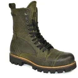 Yellow Cab Damen Military W Y28159 Leder Stiefel - Stylische Biker Boots aus hochwertigem Leder in Grün, ideal für den Casual-Look. Mit robustem Gummiboden und bequemem Blockabsatz für perfekten Tragekomfort.