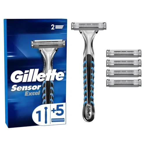 Gillette Sensor Excel Nassrasierer für Herren - Präziser Nassrasierer mit flexibler Klingen-Technologie für eine gründliche und sanfte Rasur. Ideal für den täglichen Einsatz.