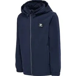 Hummel hmlMARS SOFTSHELL JACKET - Schwarz Iris - 122/128 - Funktionsjacke mit wasserbeständigem Finish und Fleecefutter für Wärme. Ideal für wechselhaftes Wetter, ausgestattet mit abnehmbarer Kapuze und Reißverschlusstaschen.