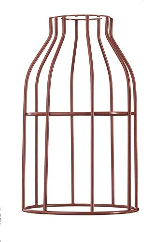 Hoopzi - Käfig - Lampenschirm aus lackiertem Stahl - Cage - Zur Abhängung, Tischlampe, Stehlampe, Wandleuchte - Kompatibel mit E27 Gewinde - Befestigungsring - Rot