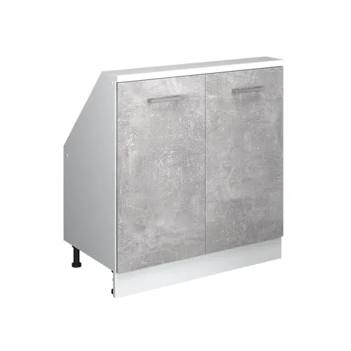 Vicco Dachschrägenschrank Rion, Beton/Weiß – Effiziente Stauraumlösung - Der Vicco Dachschrägenschrank Rion nutzt ungenutzten Raum optimal aus. Mit robuster Bauweise und bequemen Griffen ist er ideal für eine durchdachte Raumgestaltung. Maße: 80 cm breit, 81,6 cm hoch.