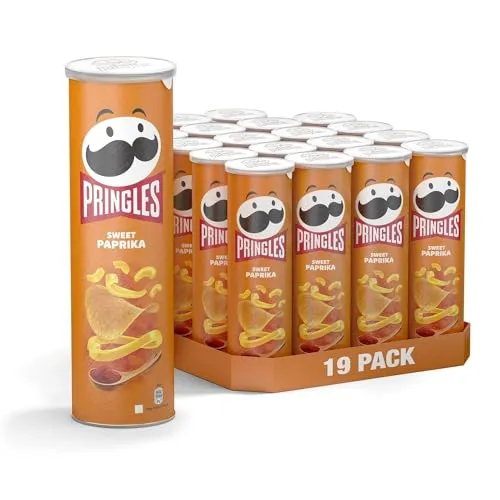 Pringles Chips Sweet Paprika 19 x 165 g - Knusprige Snacks mit süßem Paprika-Geschmack, ideal für Partys oder als Snack für zwischendurch. Genießen Sie den einzigartigen Geschmack der beliebten Pringles!