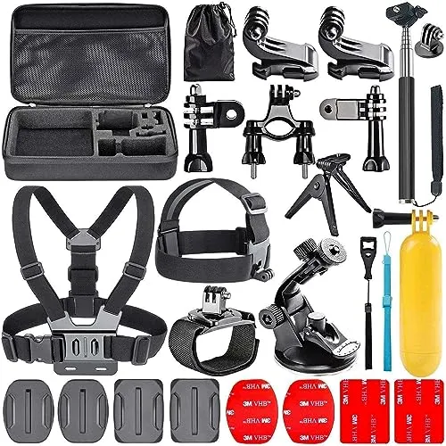 Navitech 18-in-1 Action Kamera Zubehör Set Mit Eva Fall - Kompatibel mit dem COOAU Action Cam HD 4K 20MP WiFi