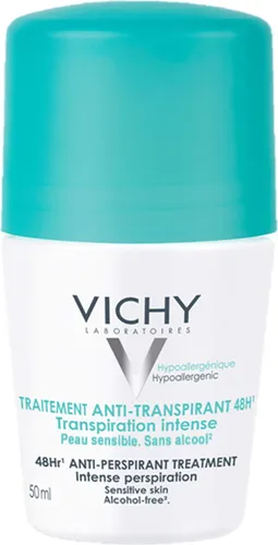 Vichy Deo Roll on Anti Transpirant 48h - Deo Roll on für 48h zuverlässigen Schutz vor Achselnässe und Körpergeruch, mit beruhigendem Thermalwasser für gesunde Haut.
