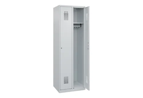 C+P Spind Basis PLUS, 2 Abteile, 1850x600x500mm - Roll- & Standcontainer mit stabiler Stahlkonstruktion und UV-beständiger Beschichtung. Ideal für Schulen und Büros, bietet 2 Abteile, Belüftung und Sicherheit durch Zylinderschlösser.